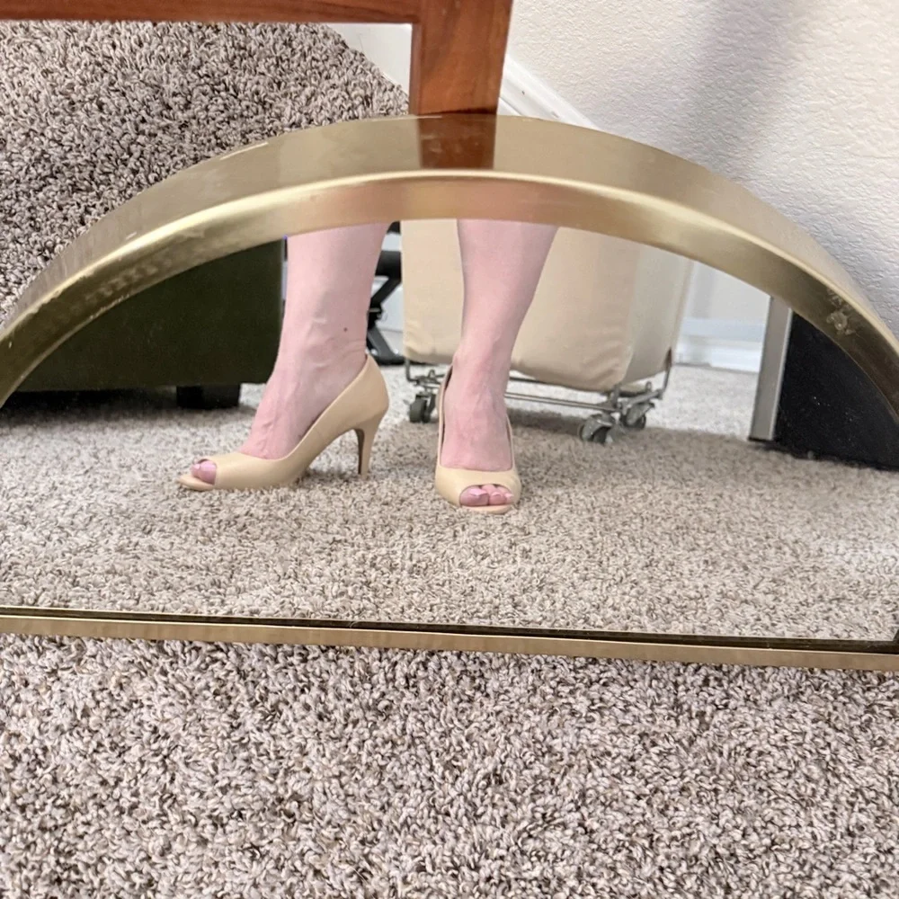 Cole Haan Harlow Cream Peep-Toe Heels Size 10 - Picture 7 of 9